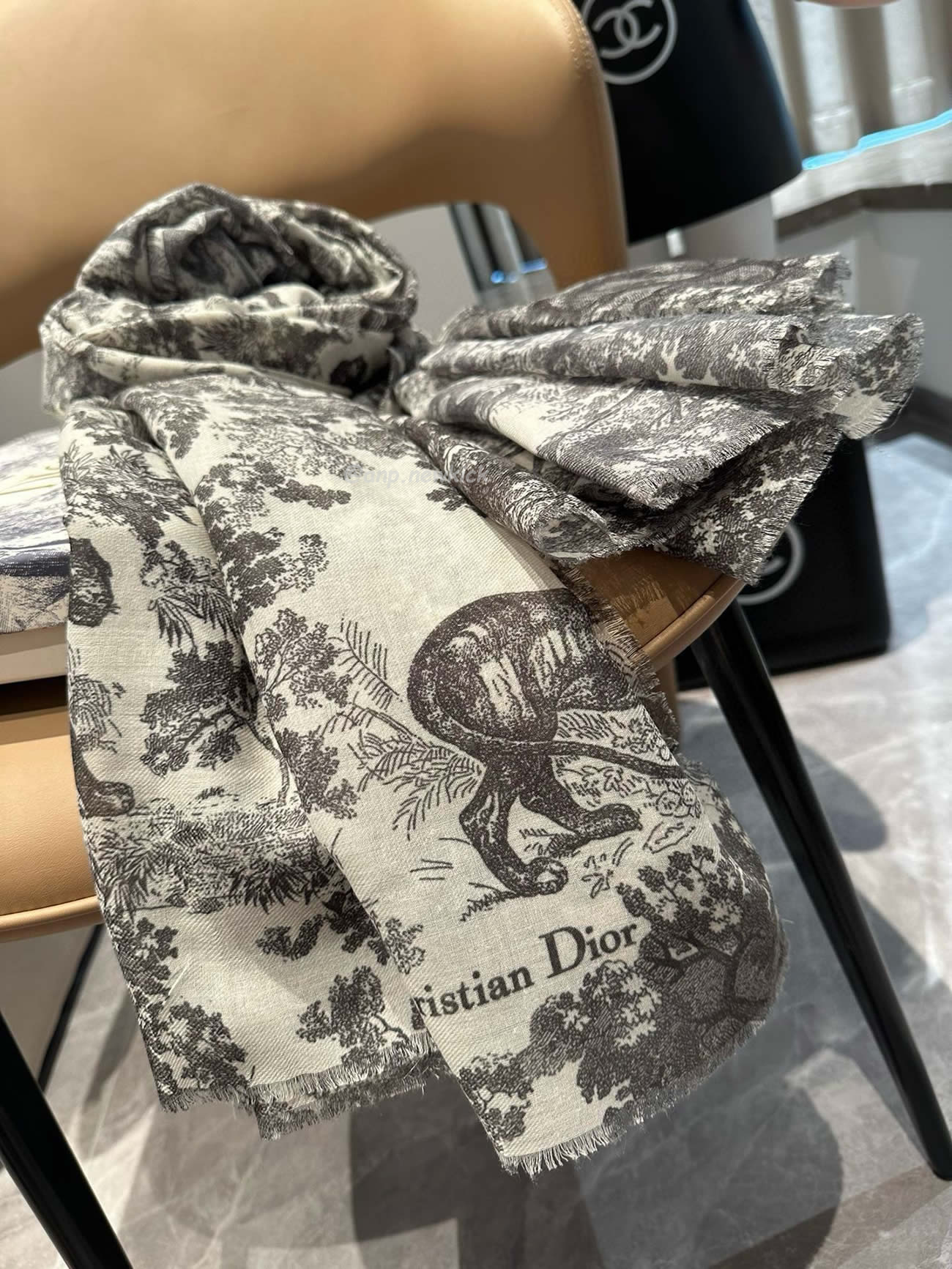 Dior Printed Shawl Cashmere Fabrics Sauvage Ruyi Print 140x180cm (15) - newkick.app